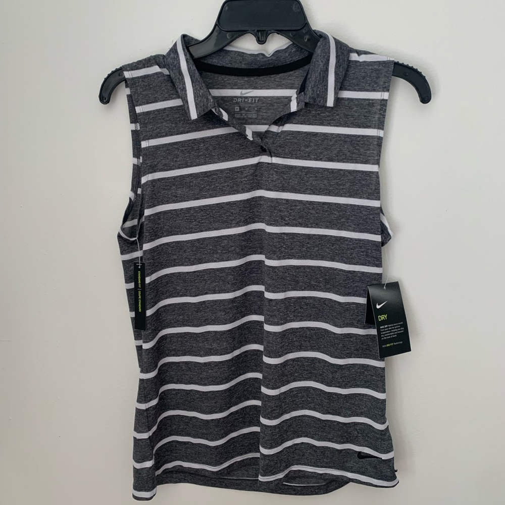 STRIPED NIKE WOMENS COLLARED GOLF TANK TOP